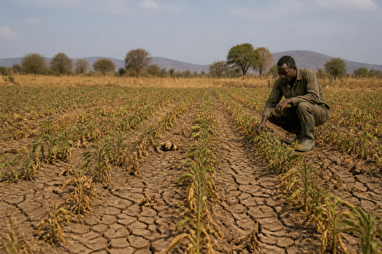 African farmland affected by drought and inconsistent rainfall